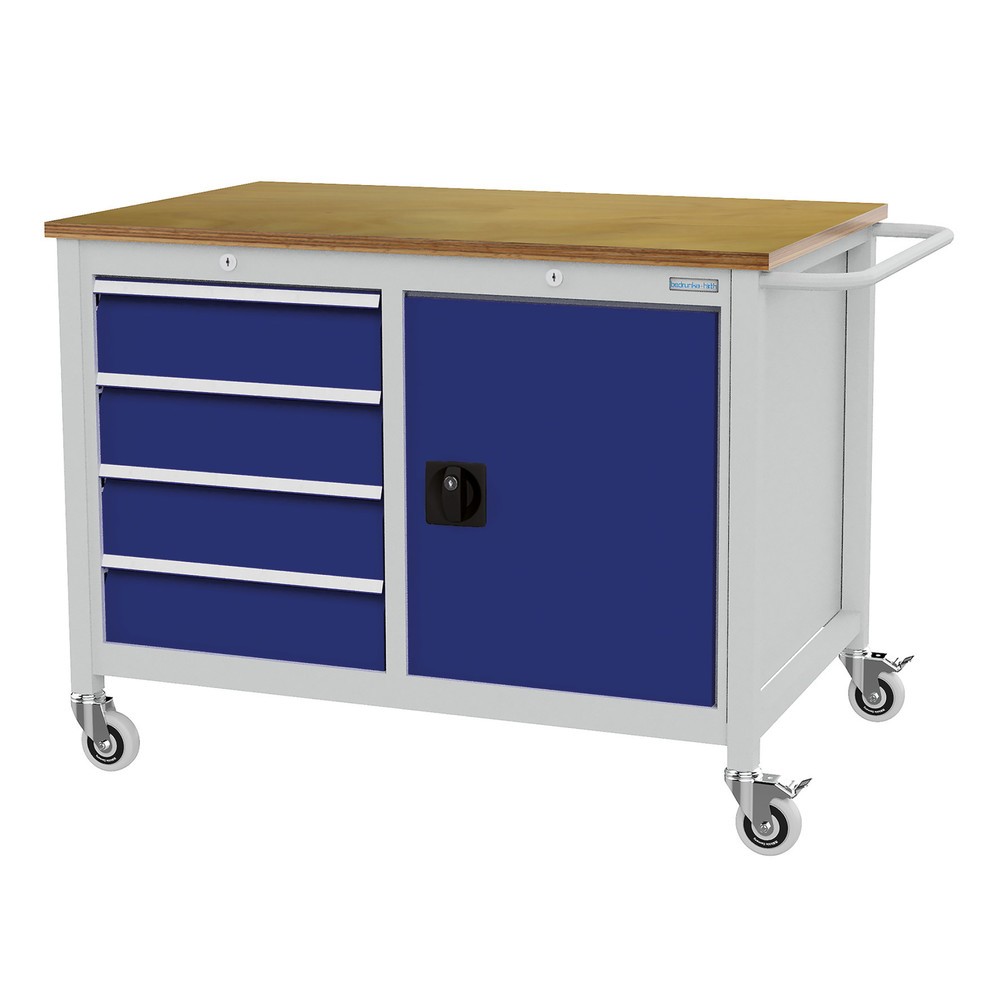 Produktabbildung Nr. 1: Bedrunka+Hirth Mobile Werkbank, Schrank, 4 Schubladen, enzianblau