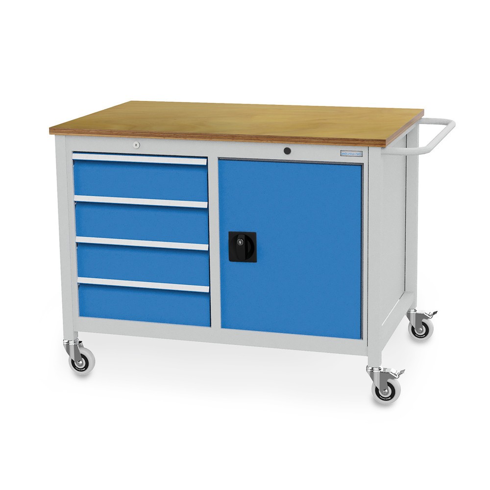 Produktabbildung: Bedrunka+Hirth Mobile Werkbank, Schrank, 4 Schubladen, lichtblau
