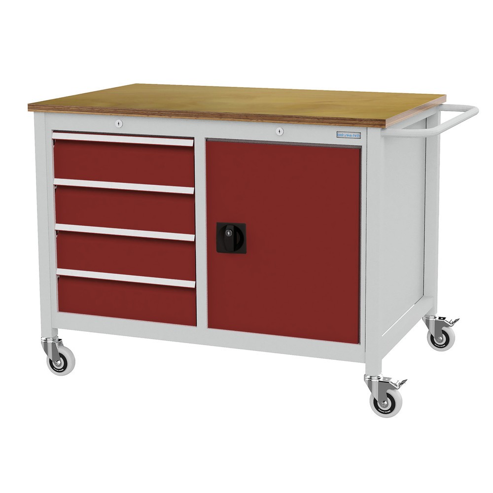 Produktabbildung Nr. 1: Bedrunka+Hirth Mobile Werkbank, Schrank, 4 Schubladen, rubinrot