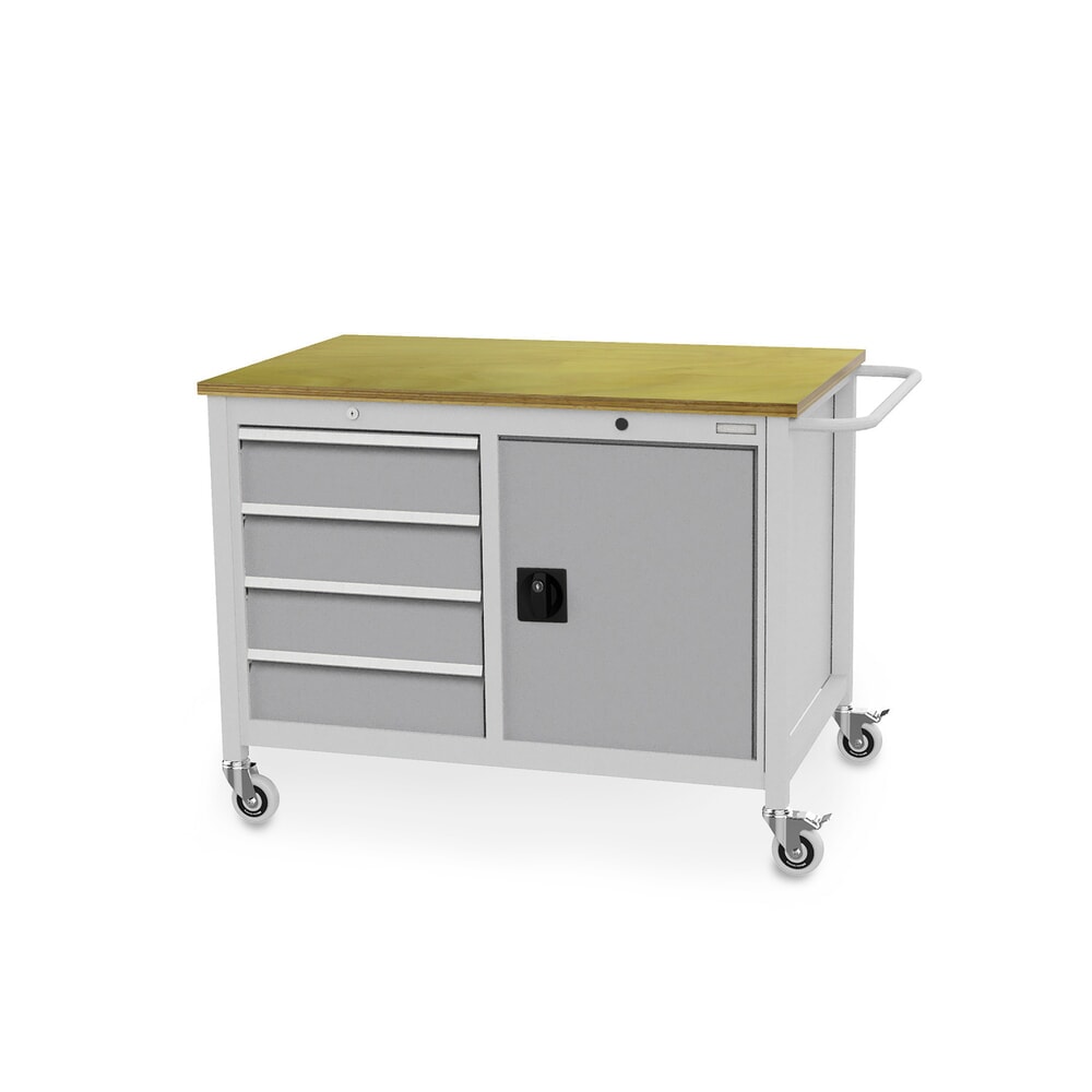 Produktabbildung Nr. 1: Bedrunka+Hirth Mobile Werkbank, Schrank, 4 Schubladen, weißaluminium
