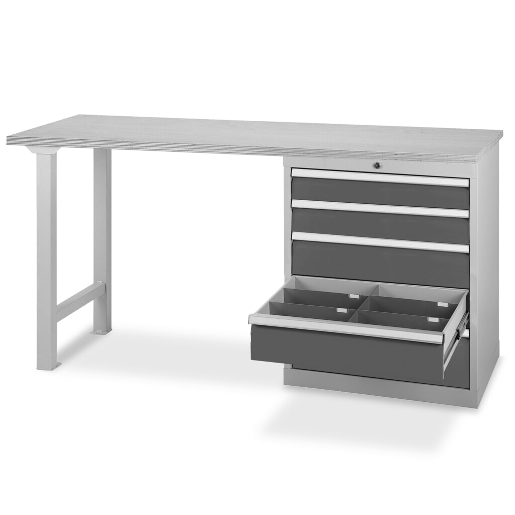 Produktabbildung Nr. 2: Bedrunka+Hirth Reihenwerkbank mit 4 Schubladen, TK 1.000 kg, HxBxT 859 x 1.500 x 600 mm, lichtblau