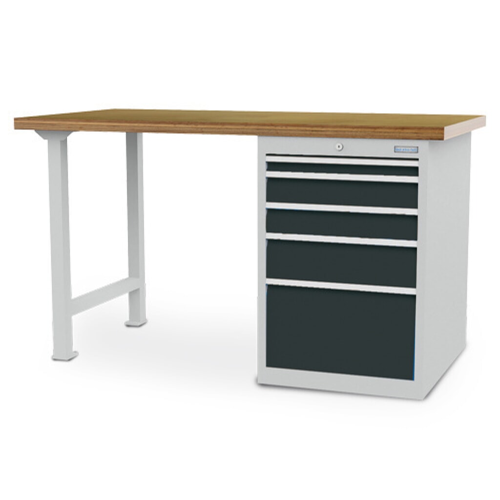 Bedrunka+Hirth Reihenwerkbank R 18-24, HxBxT 859 x 1.500 x 750 mm, lichtgrau, anthrazitgrau, 5 Schubladen 1x50 + 2x100 + 1x150 + 1x300 mm Produktabbildung: Bedrunka+Hirth Reihenwerkbank R 18-24, HxBxT 859 x 1.500 x 750 mm, lichtgrau, anthrazitgrau, 5 Schubladen 1x50 + 2x100 + 1x150 + 1x300 mm