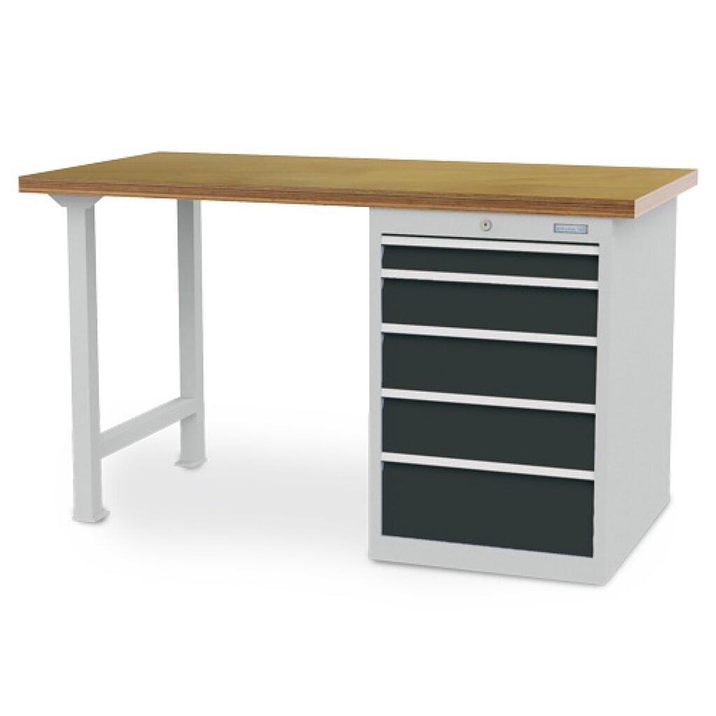 Bedrunka+Hirth Reihenwerkbank R 18-24, HxBxT 859 x 1.500 x 750 mm, lichtgrau, anthrazitgrau, 5 Schubladen 1x75 + 1x125 + 2x150 + 1x200 mm Produktabbildung: Bedrunka+Hirth Reihenwerkbank R 18-24, HxBxT 859 x 1.500 x 750 mm, lichtgrau, anthrazitgrau, 5 Schubladen 1x75 + 1x125 + 2x150 + 1x200 mm