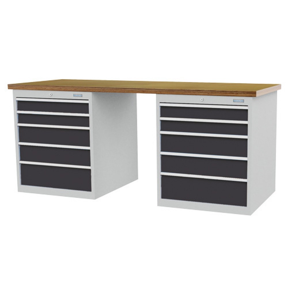 Produktabbildung Nr. 1: Bedrunka+Hirth Reihenwerkbank R 24-24, HxBxT 859 x 2.000 x 750 mm, lichtgrau, anthrazitgrau, 10 Schubladen 4x100 + 4x150 + 2x200 mm, Schubladen Breite 450 mm