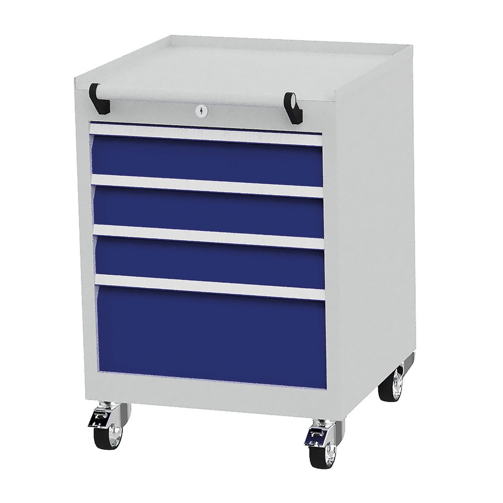 Produktabbildung Nr. 1: Bedrunka+Hirth Rollcontainer mit Schubladentragkraft 50 kg und Vollauszug, HxBxT 805 x 530 x 500 mm, enzianblau
