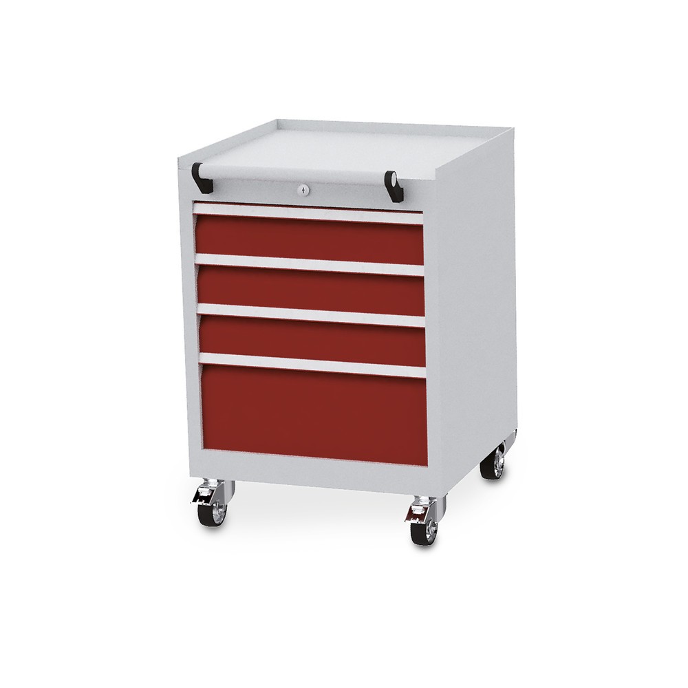 Produktabbildung Nr. 1: Bedrunka+Hirth Rollcontainer mit Schubladentragkraft 50 kg und Vollauszug, HxBxT 805 x 530 x 500 mm, rubinrot