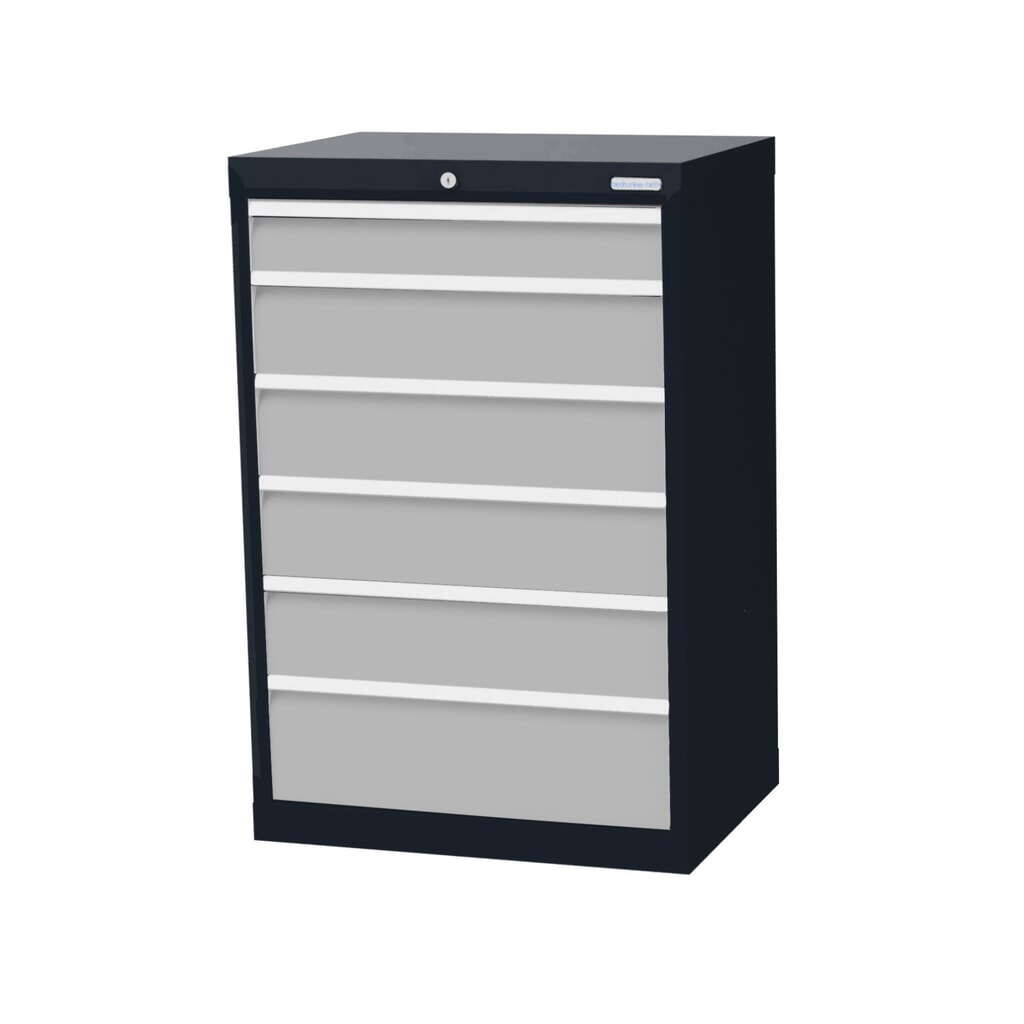Bedrunka+Hirth Schubladenschrank Profi, Schubladen 1x100 + 4x150 + 1x200 mm, HxBxT 1.019 x 680 x 500 mm, anthrazitgrau/lichtgrau Produktabbildung: Bedrunka+Hirth Schubladenschrank Profi, Schubladen 1x100 + 4x150 + 1x200 mm, HxBxT 1.019 x 680 x 500 mm, anthrazitgrau/lichtgrau