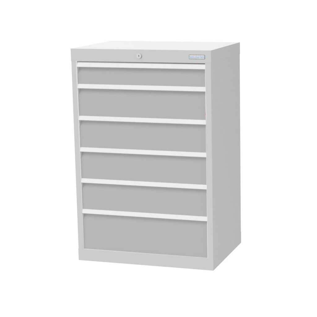 Produktabbildung: Bedrunka+Hirth Schubladenschrank Profi, Schubladen 1x100 + 4x150 + 1x200 mm, HxBxT 1.019 x 680 x 500 mm, lichtgrau/lichtgrau