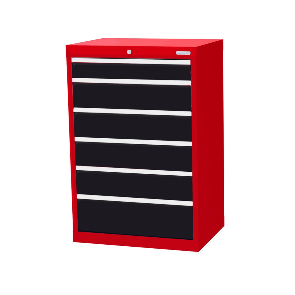 Produktabbildung: Bedrunka+Hirth Schubladenschrank Profi, Schubladen 1x100 + 4x150 + 1x200 mm, HxBxT 1.019 x 680 x 500 mm, verkehrsrot/anthrazitgrau
