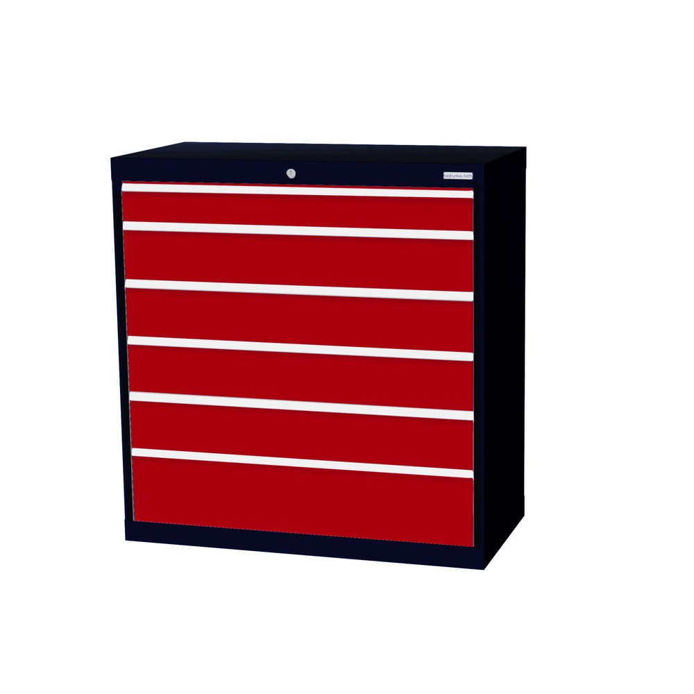 Produktabbildung: Bedrunka+Hirth Schubladenschrank Profi, Schubladen 1x100 + 4x150 + 1x200 mm, HxBxT 1.019 x 980 x 500 mm, anthrazitgrau/rubinrot