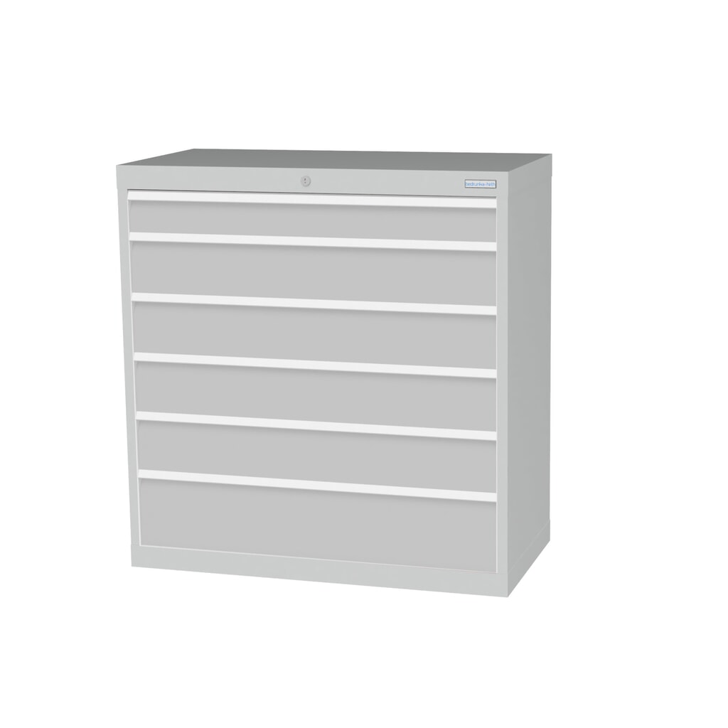 Bedrunka+Hirth Schubladenschrank Profi, Schubladen 1x100 + 4x150 + 1x200 mm, HxBxT 1.019 x 980 x 500 mm, lichtgrau/lichtgrau Produktabbildung: Bedrunka+Hirth Schubladenschrank Profi, Schubladen 1x100 + 4x150 + 1x200 mm, HxBxT 1.019 x 980 x 500 mm, lichtgrau/lichtgrau
