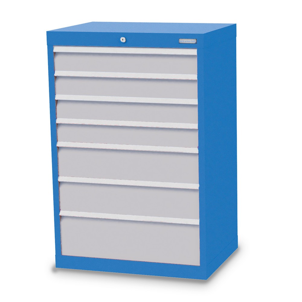 Produktabbildung: Bedrunka+Hirth Schubladenschrank Profi, Schubladen 4x100 + 2x150 + 1x200 mm, HxBxT 1.019 x 680 x 500 mm, lichtblau/lichtgrau