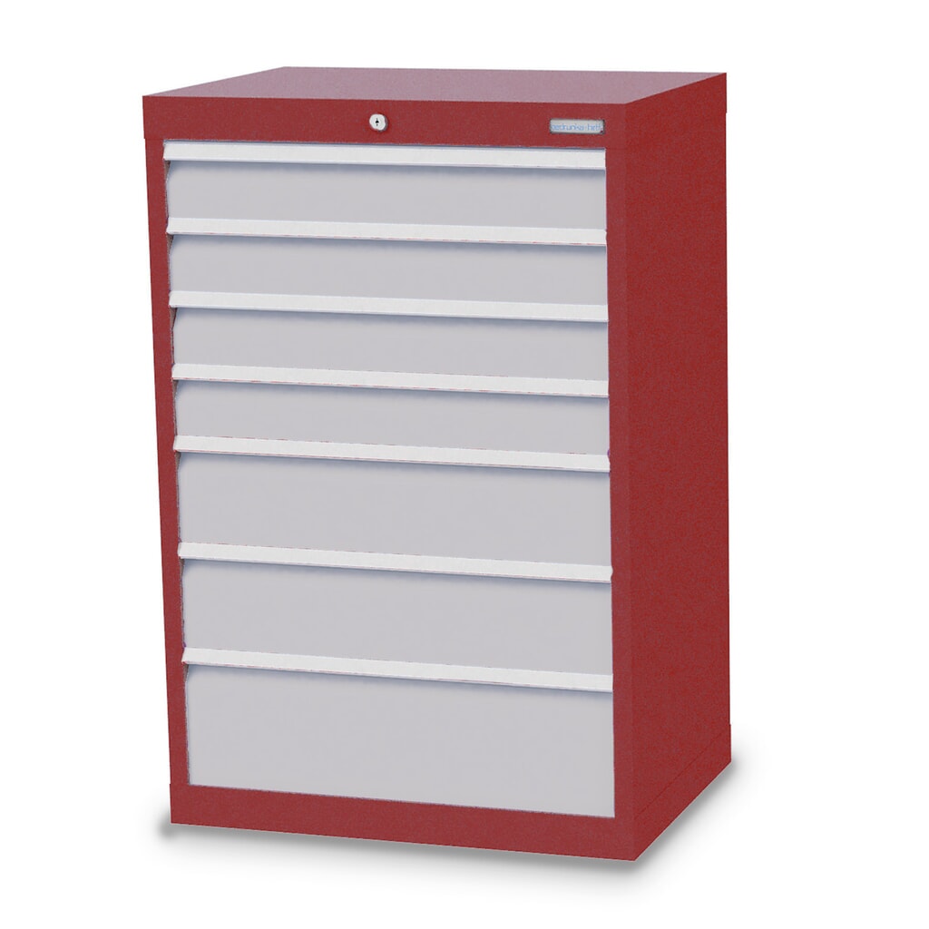 Bedrunka+Hirth Schubladenschrank Profi, Schubladen 4x100 + 2x150 + 1x200 mm, HxBxT 1.019 x 680 x 500 mm, rubinrot/lichtgrau Produktabbildung: Bedrunka+Hirth Schubladenschrank Profi, Schubladen 4x100 + 2x150 + 1x200 mm, HxBxT 1.019 x 680 x 500 mm, rubinrot/lichtgrau