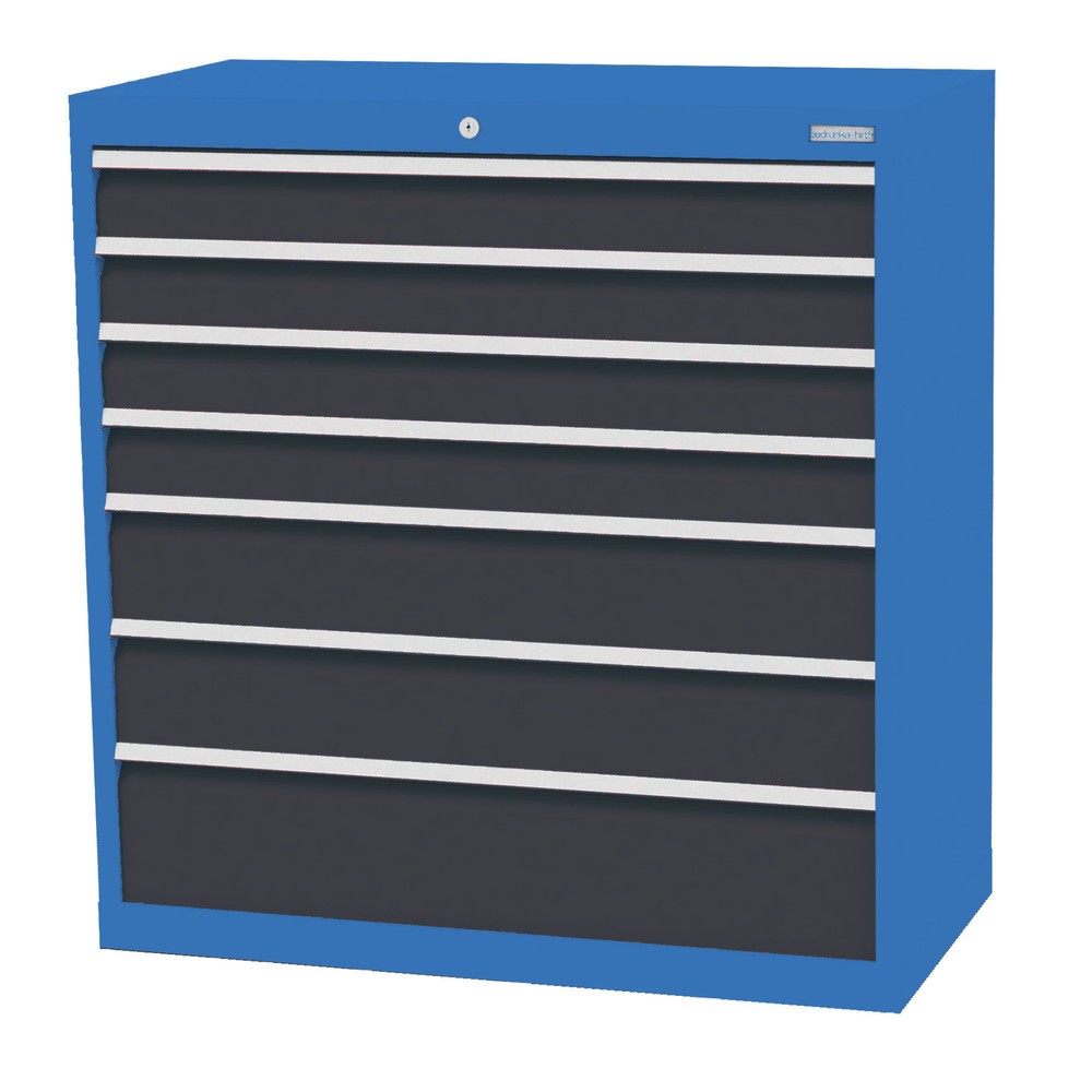 Produktabbildung: Bedrunka+Hirth Schubladenschrank Profi, Schubladen 4x100 + 2x150 + 1x200 mm, HxBxT 1.019 x 980 x 500 mm, lichtblau/anthrazitgrau