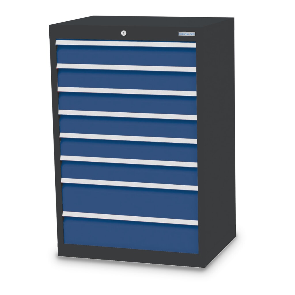 Bedrunka+Hirth Schubladenschrank Profi, Schubladen 6x100 + 2x150 mm, HxBxT 1.019 x 680 x 500 mm, anthrazitgrau/enzianblau Produktabbildung: Bedrunka+Hirth Schubladenschrank Profi, Schubladen 6x100 + 2x150 mm, HxBxT 1.019 x 680 x 500 mm, anthrazitgrau/enzianblau