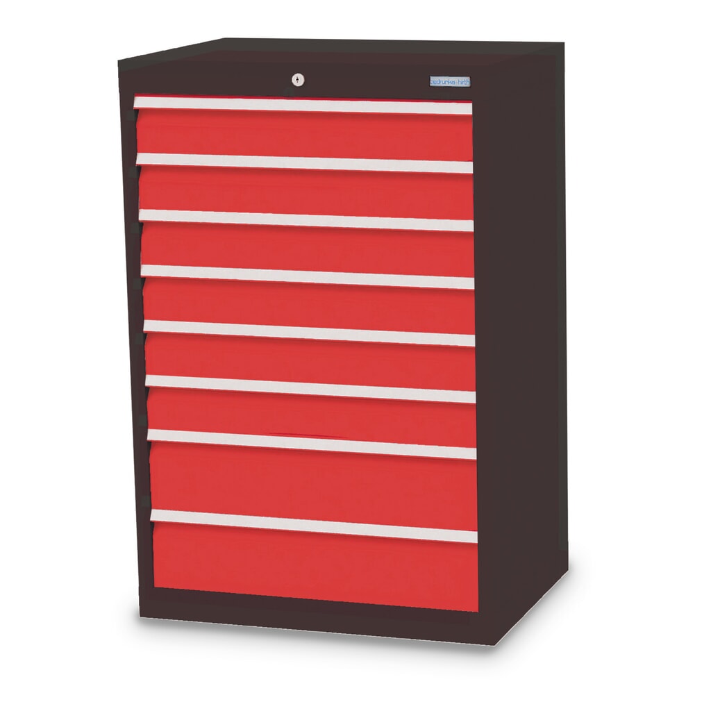 Produktabbildung: Bedrunka+Hirth Schubladenschrank Profi, Schubladen 6x100 + 2x150 mm, HxBxT 1.019 x 680 x 500 mm, anthrazitgrau/verkehrsrot
