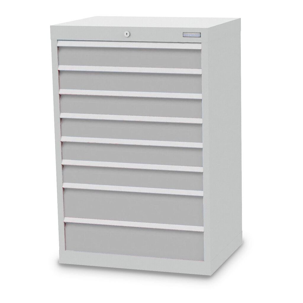 Produktabbildung: Bedrunka+Hirth Schubladenschrank Profi, Schubladen 6x100 + 2x150 mm, HxBxT 1.019 x 680 x 500 mm, lichtgrau/lichtgrau