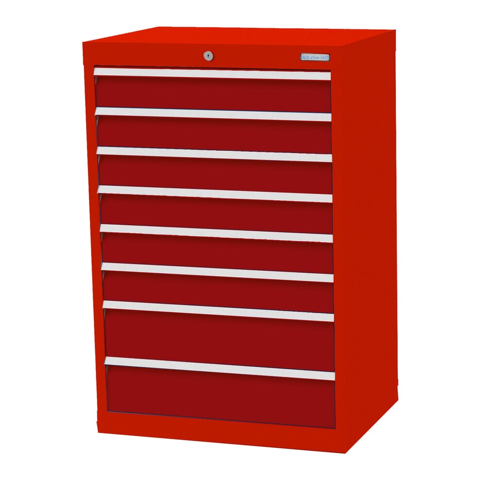 Bedrunka+Hirth Schubladenschrank Profi, Schubladen 6x100 + 2x150 mm, HxBxT 1.019 x 680 x 500 mm, verkehrsrot/rubinrot Produktabbildung: Bedrunka+Hirth Schubladenschrank Profi, Schubladen 6x100 + 2x150 mm, HxBxT 1.019 x 680 x 500 mm, verkehrsrot/rubinrot