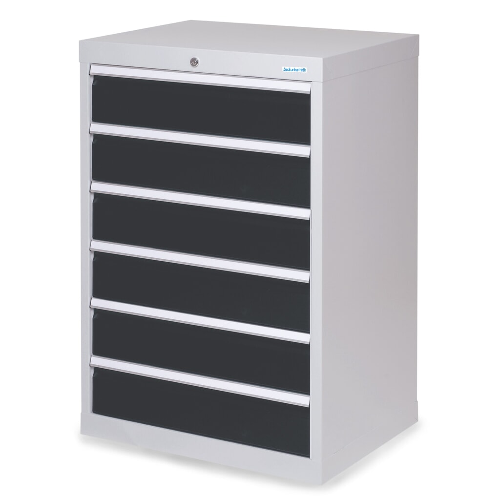 Bedrunka+Hirth Schubladenschrank Profi, Schubladen 6x150 mm, HxBxT 1.019 x 680 x 500 mm, lichtgrau/anthrazitgrau Produktabbildung: Bedrunka+Hirth Schubladenschrank Profi, Schubladen 6x150 mm, HxBxT 1.019 x 680 x 500 mm, lichtgrau/anthrazitgrau