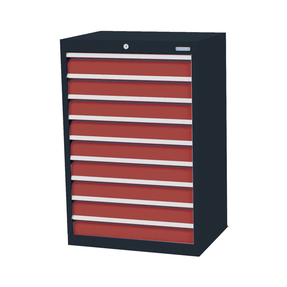 Produktabbildung Nr. 1: Bedrunka+Hirth Schubladenschrank Profi, Schubladen 9x100 mm, HxBxT 1.019 x 680 x 500 mm, anthrazitgrau/rubinrot