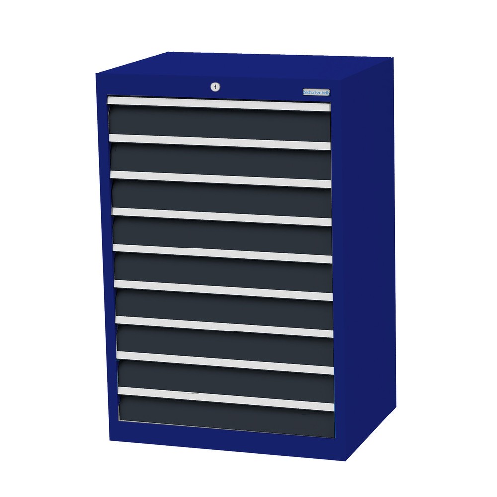 Produktabbildung Nr. 1: Bedrunka+Hirth Schubladenschrank Profi, Schubladen 9x100 mm, HxBxT 1.019 x 680 x 500 mm, enzianblau/anthrazitgrau