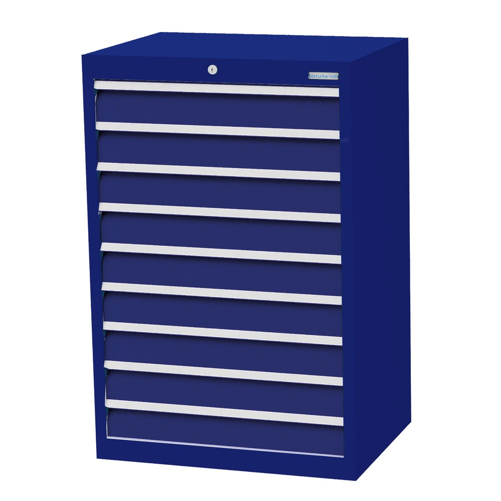 Produktabbildung Nr. 1: Bedrunka+Hirth Schubladenschrank Profi, Schubladen 9x100 mm, HxBxT 1.019 x 680 x 500 mm, enzianblau/enzianblau
