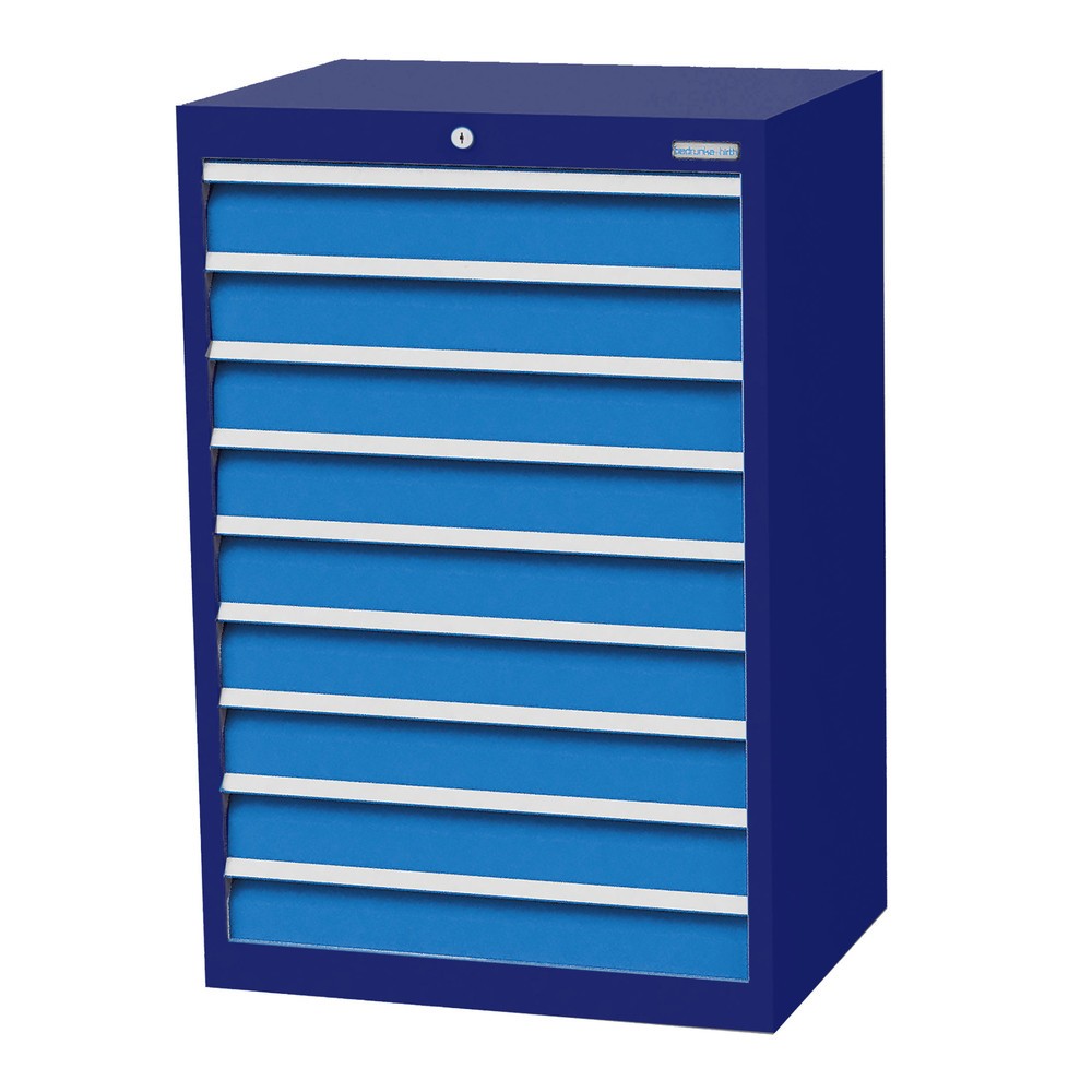 Produktabbildung Nr. 1: Bedrunka+Hirth Schubladenschrank Profi, Schubladen 9x100 mm, HxBxT 1.019 x 680 x 500 mm, enzianblau/lichtblau