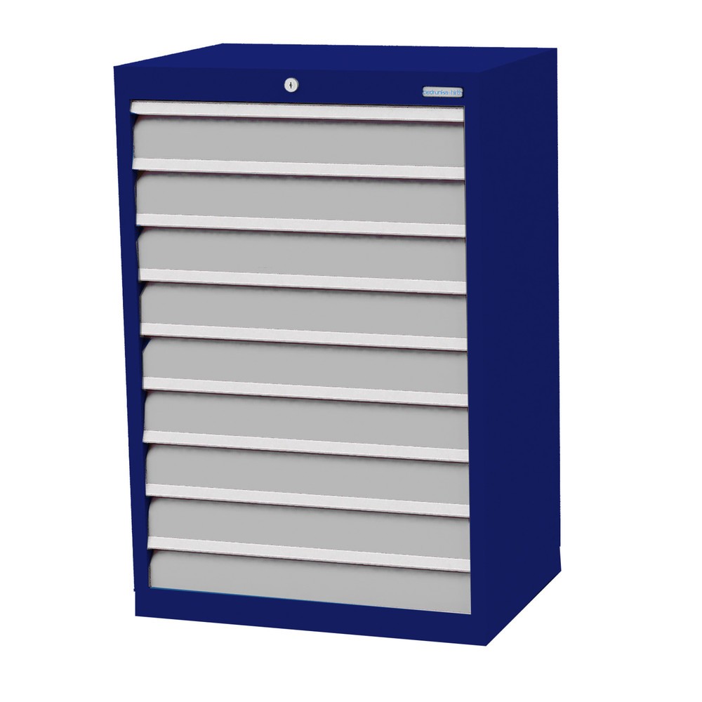 Produktabbildung Nr. 1: Bedrunka+Hirth Schubladenschrank Profi, Schubladen 9x100 mm, HxBxT 1.019 x 680 x 500 mm, enzianblau/lichtgrau
