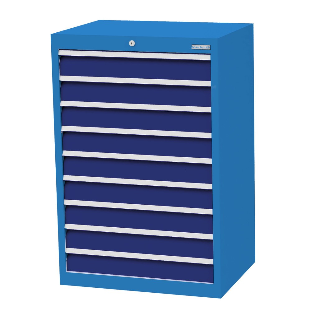 Produktabbildung Nr. 1: Bedrunka+Hirth Schubladenschrank Profi, Schubladen 9x100 mm, HxBxT 1.019 x 680 x 500 mm, lichtblau/enzianblau