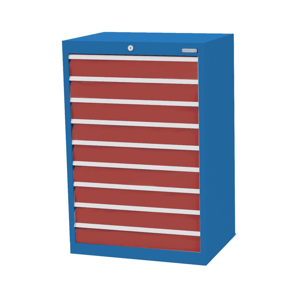 Produktabbildung Nr. 1: Bedrunka+Hirth Schubladenschrank Profi, Schubladen 9x100 mm, HxBxT 1.019 x 680 x 500 mm, lichtblau/rubinrot