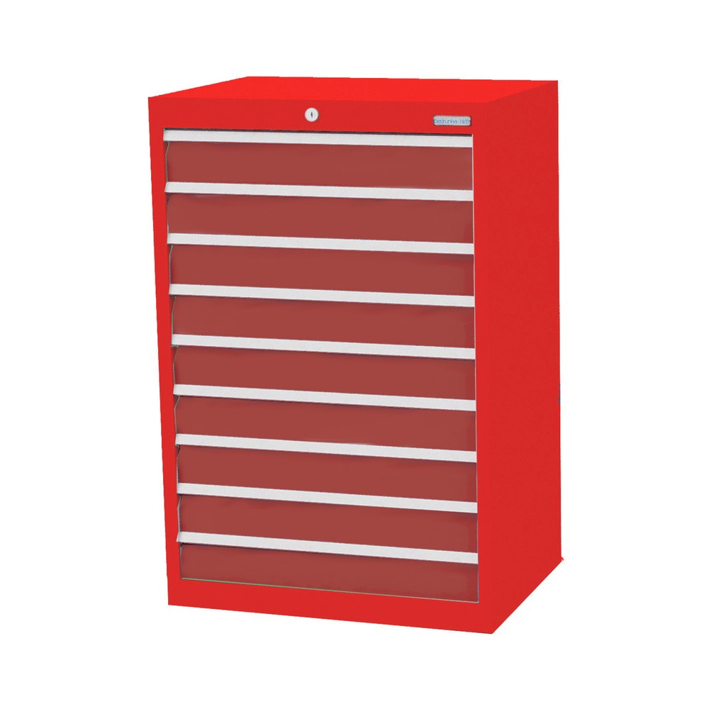 Produktabbildung Nr. 1: Bedrunka+Hirth Schubladenschrank Profi, Schubladen 9x100 mm, HxBxT 1.019 x 680 x 500 mm, verkehrsrot/rubinrot