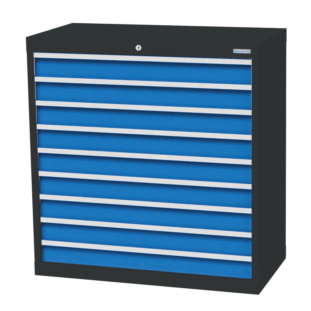 Produktabbildung Nr. 1: Bedrunka+Hirth Schubladenschrank Profi, Schubladen 9x100 mm, HxBxT 1.019 x 980 x 500 mm, anthrazitgrau/lichtblau