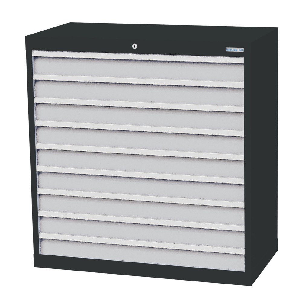 Produktabbildung Nr. 1: Bedrunka+Hirth Schubladenschrank Profi, Schubladen 9x100 mm, HxBxT 1.019 x 980 x 500 mm, anthrazitgrau/lichtgrau