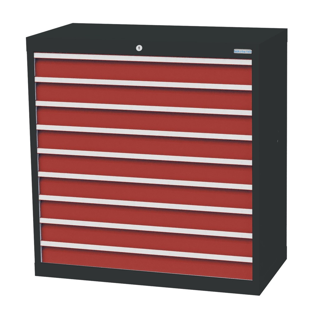 Produktabbildung Nr. 1: Bedrunka+Hirth Schubladenschrank Profi, Schubladen 9x100 mm, HxBxT 1.019 x 980 x 500 mm, anthrazitgrau/rubinrot