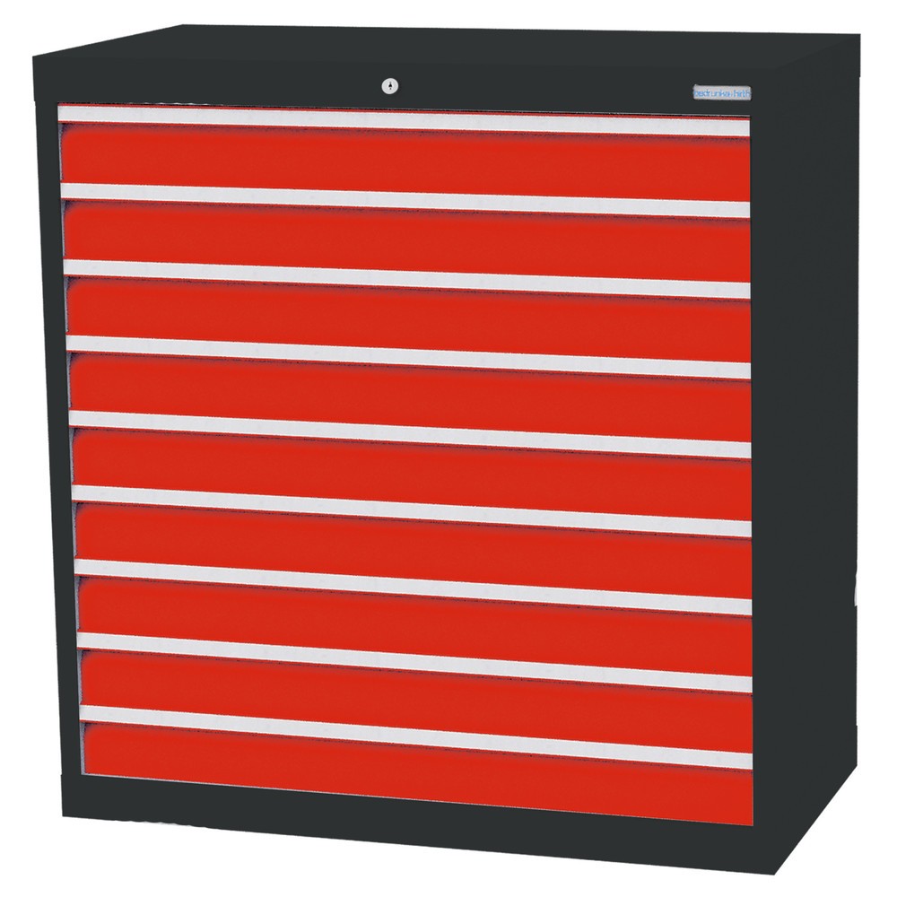 Produktabbildung Nr. 1: Bedrunka+Hirth Schubladenschrank Profi, Schubladen 9x100 mm, HxBxT 1.019 x 980 x 500 mm, anthrazitgrau/verkehrsrot