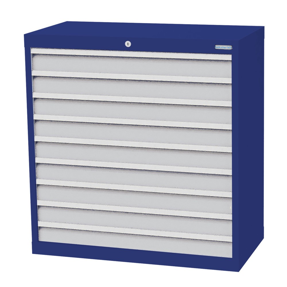 Produktabbildung Nr. 1: Bedrunka+Hirth Schubladenschrank Profi, Schubladen 9x100 mm, HxBxT 1.019 x 980 x 500 mm, enzianblau/lichtgrau