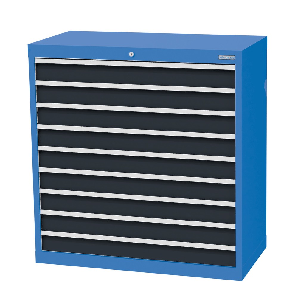 Produktabbildung Nr. 1: Bedrunka+Hirth Schubladenschrank Profi, Schubladen 9x100 mm, HxBxT 1.019 x 980 x 500 mm, lichtblau/anthrazitgrau