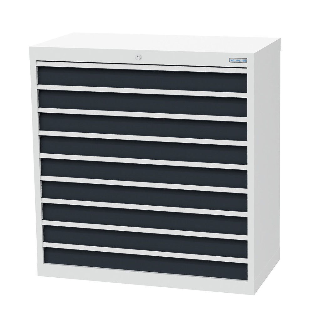 Produktabbildung Nr. 1: Bedrunka+Hirth Schubladenschrank Profi, Schubladen 9x100 mm, HxBxT 1.019 x 980 x 500 mm, lichtgrau/anthrazitgrau