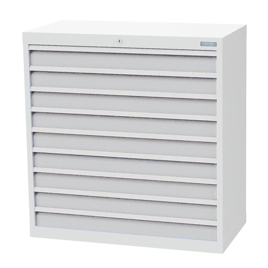 Bedrunka+Hirth Schubladenschrank Profi, Schubladen 9x100 mm, HxBxT 1.019 x 980 x 500 mm, lichtgrau/lichtgrau Produktabbildung: Bedrunka+Hirth Schubladenschrank Profi, Schubladen 9x100 mm, HxBxT 1.019 x 980 x 500 mm, lichtgrau/lichtgrau