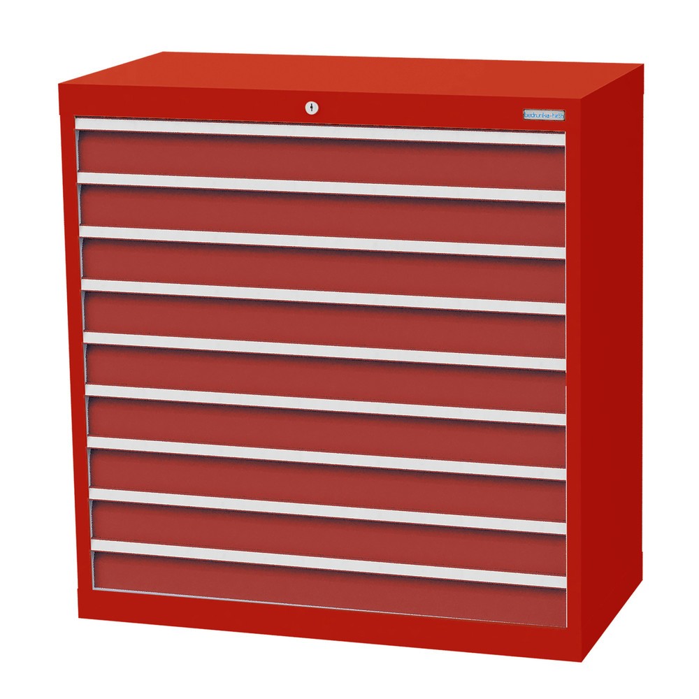 Produktabbildung Nr. 1: Bedrunka+Hirth Schubladenschrank Profi, Schubladen 9x100 mm, HxBxT 1.019 x 980 x 500 mm, verkehrsrot/rubinrot