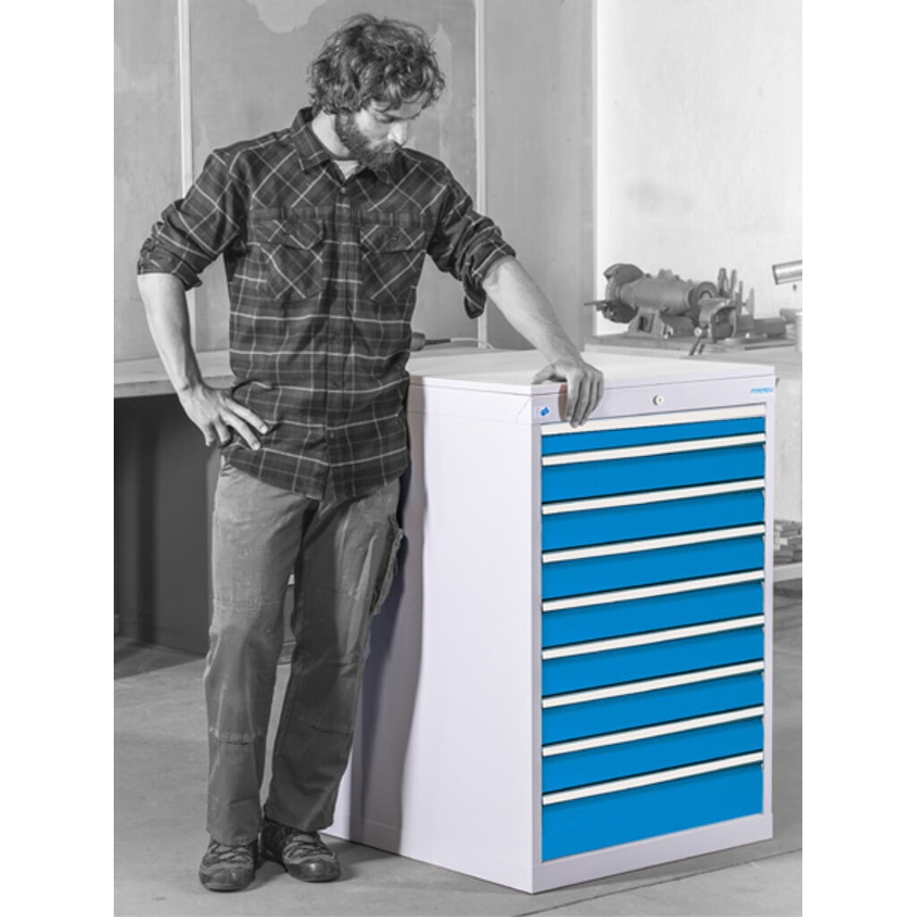 Bedrunka+Hirth Schubladenschrank R 18-24, HxBxT 1.019 x 555 x 736 mm, lichtgrau, anthrazitgrau, 9 Schubladen 9x100 mm Produktabbildung Nr. 5: Bedrunka+Hirth Schubladenschrank R 18-24, HxBxT 1.019 x 555 x 736 mm, lichtgrau, anthrazitgrau, 9 Schubladen 9x100 mm