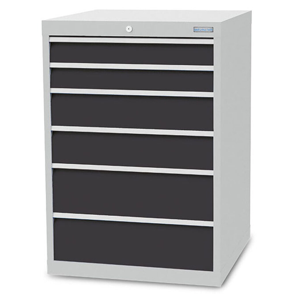 Produktabbildung: Bedrunka+Hirth Schubladenschrank R 24-24, HxBxT 1.019 x 705 x 736 mm, lichtgrau, anthrazitgrau, 6 Schubladen 2x100 + 2x150 + 2x200 mm
