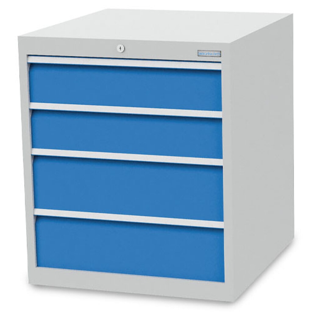 Produktabbildung: Bedrunka+Hirth Schubladenschrank R 24-24, HxBxT 819 x 705 x 736 mm, lichtgrau, lichtblau, 4 Schubladen 2x150 + 2x200 mm