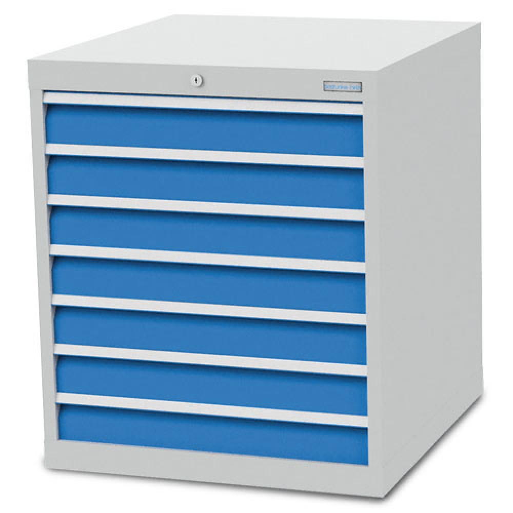Produktabbildung Nr. 1: Bedrunka+Hirth Schubladenschrank R 24-24, HxBxT 819 x 705 x 736 mm, lichtgrau, lichtblau, 7 Schubladen 7x100 mm