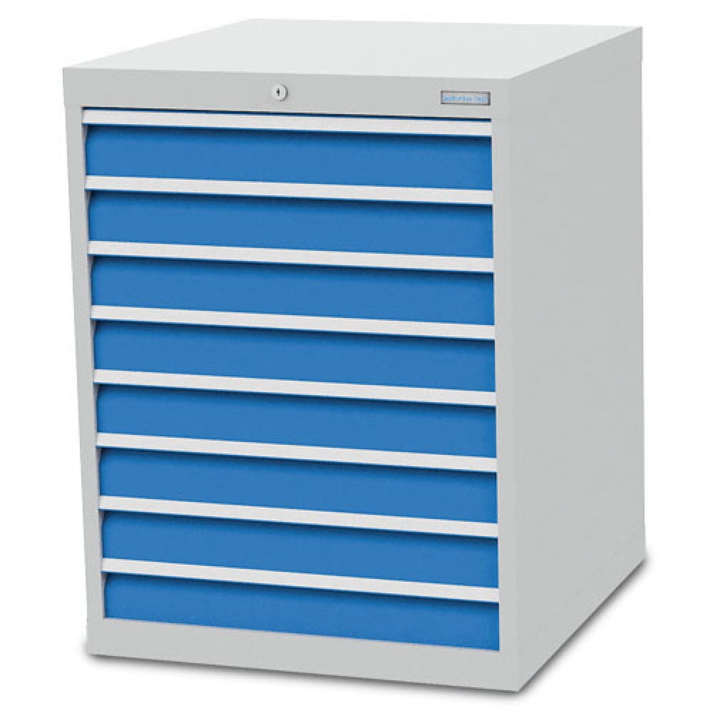 Produktabbildung Nr. 1: Bedrunka+Hirth Schubladenschrank R 24-24, HxBxT 919 x 705 x 736 mm, lichtgrau, lichtblau, 8 Schubladen 8x100 mm