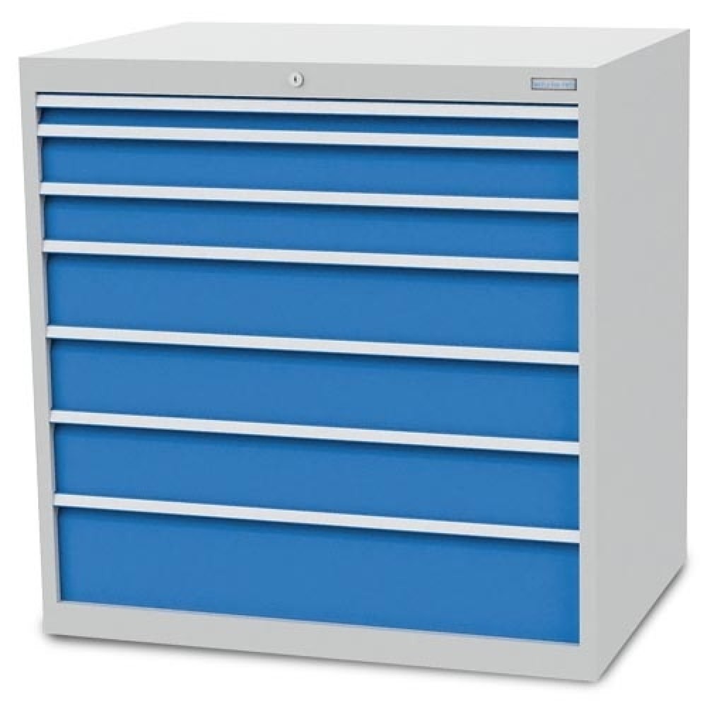 Produktabbildung Nr. 1: Bedrunka+Hirth Schubladenschrank R 36-24, HxBxT 1.019 x 1.005 x 736 mm, lichtgrau, lichtblau, 7 Schubladen 1x50 + 2x100 + 3x150 + 1x200 mm