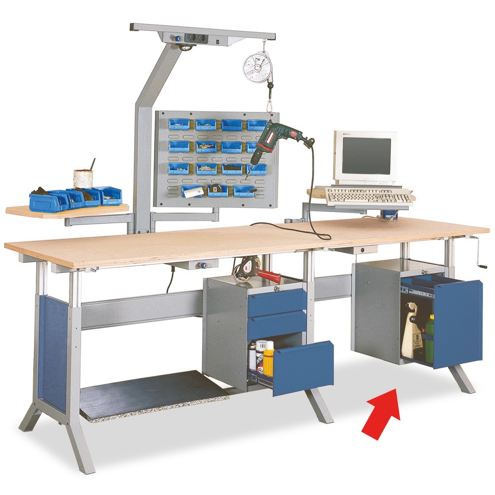 Produktabbildung Nr. 2: Bedrunka+Hirth Unterbauschrank mit 1 Schublade für Arbeitsplatzsystem Tisch, HxBxT 500 x 370 x 400 mm, enzianblau
