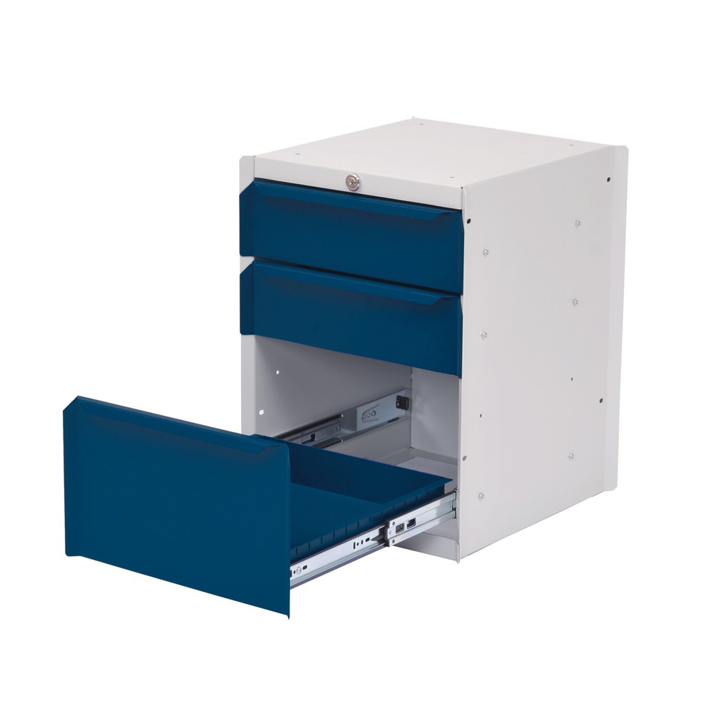 Produktabbildung: Bedrunka+Hirth Unterbauschrank mit 3 Schubladen für Arbeitsplatzsystem Tisch, HxBxT 500 x 370 x 400 mm, enzianblau