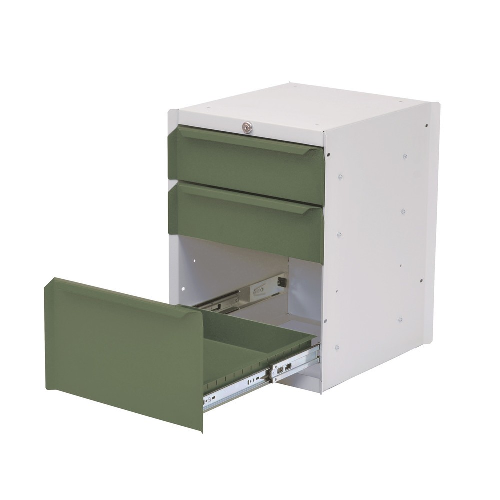 Produktabbildung: Bedrunka+Hirth Unterbauschrank mit 3 Schubladen für Arbeitsplatzsystem Tisch, HxBxT 500 x 370 x 400 mm, resedagrün