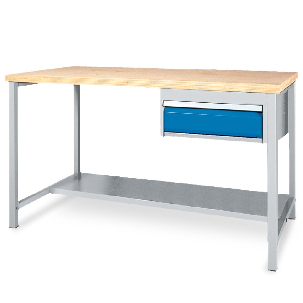 Produktabbildung: Bedrunka+Hirth Werktisch mit Ablage + 1 Schublade, TK 200 kg, HxBxT 859 x 1.500 x 750 mm